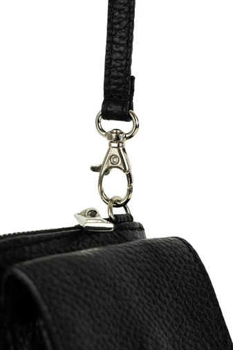 Geantă Crossbody/ Portofel Negru Din Piele Naturală 