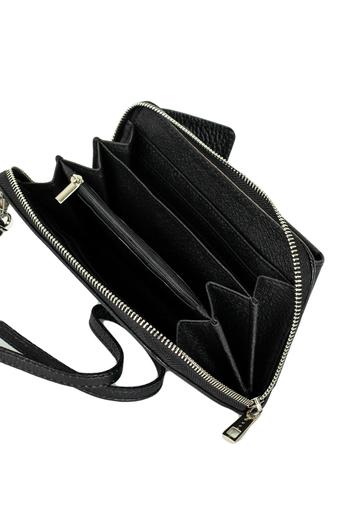 Geantă Crossbody/ Portofel Negru Din Piele Naturală 