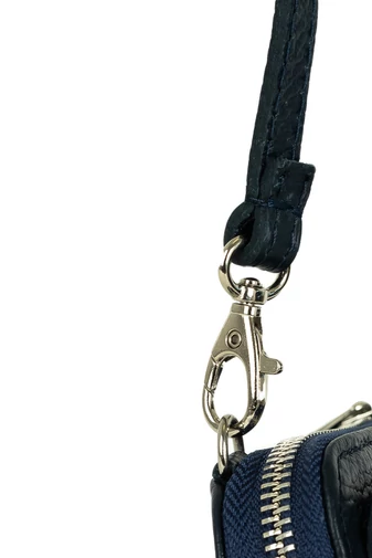 Geantă Crossbody/ Portofel Albastru Închis Din Piele Naturală 