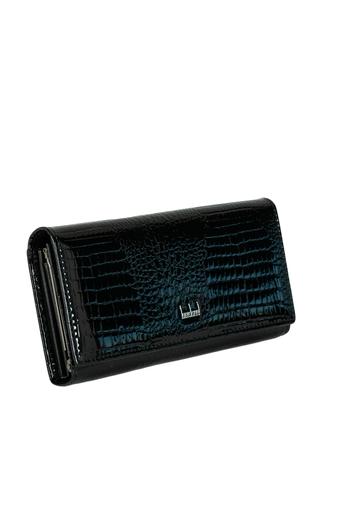 Fuerdanni Portofel Damă Negru Lăcuit din Piele Naturală , Dimesiuni 18,5* 9,5* 3cm