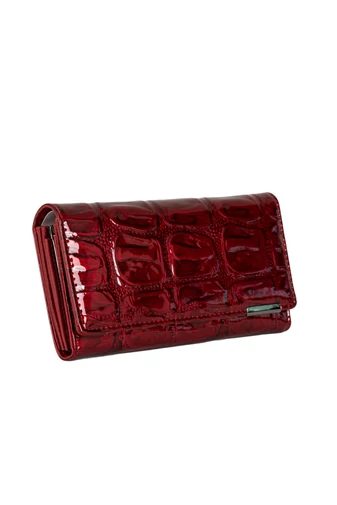 Fuerdanni Portofel Damă Roșu Lăcuit din Piele Naturală , Dimesiuni 18,5* 9,5* 3cm