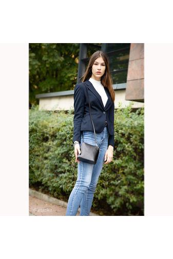 Vera Pelle Geantă Crossbody Negru -Roșu Mini Din Piele Naturală