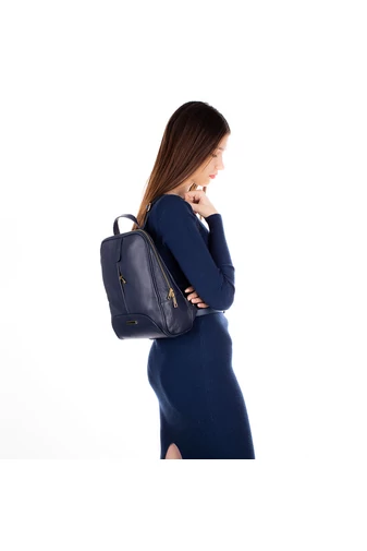 Besty Rucsac Albastru Din Piele Naturală