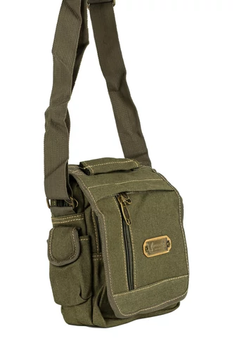 Geantă Crossbody Verde De Bărbați Din Pânză Multiple Buzunare