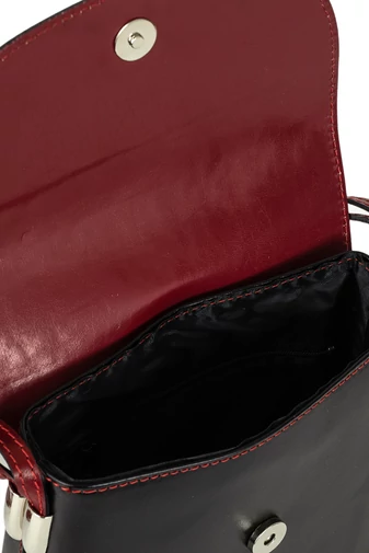 Maxmoda Poșetă Mică Piele Naturală Negru -Vișiniu De Damă