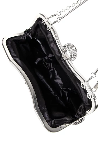 Geantă De Mână/ Crossbody Gri Cu Pietre Arginti Pentru Ocazii Speciale