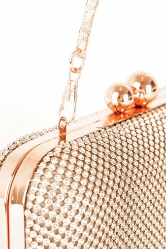 Poșetă Elegantă Rozgold Accesorizat cu Pietre Stras