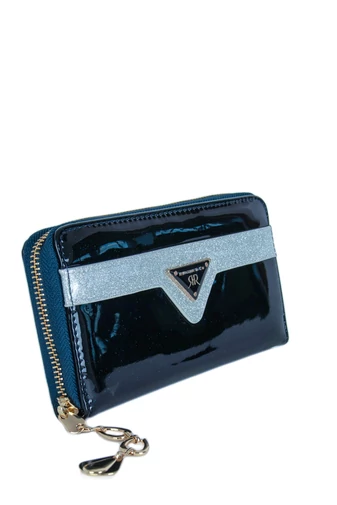 Romina&amp;Co Portofel Damă Negru Albăstru Cu Sclipici , Dimensiuni 20cm x10cm x3cm 