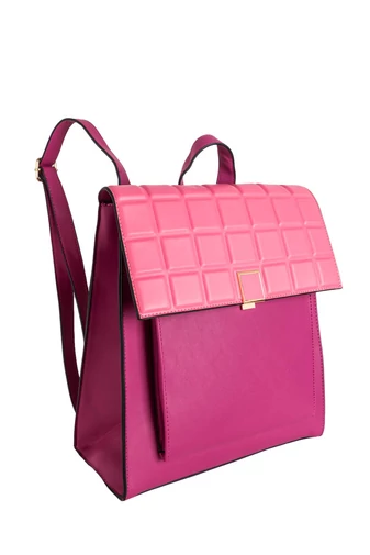 BONLUO Rucsac Damă/Geantă De Umăr Culoarea Magenta Din Material Rigid Imitație Piele 