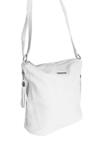 Monica &amp;Co Geantă Crossbody Albă Cu Ciucuri