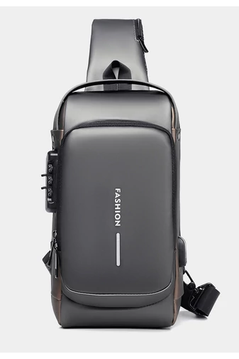 Bonluo Geantă Crossbody Gri/Maro Din Imitație De Piele Cu Cifru De Securitate