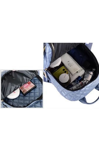 Bonluo Rucsac Damă Albastru Închis Din Imitație Piele Model Cusătura În Formă De Romb