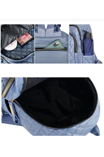 Bonluo Rucsac Damă Albastru Închis Din Imitație Piele Model Cusătura În Formă De Romb