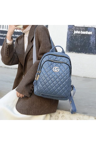 Bonluo Rucsac Damă Albastru Închis Din Imitație Piele Model Cusătura În Formă De Romb