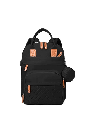 Bonluo Set Rucsac Multifuncțional Negru Pentru Mămici Cu Saltea Pentru Înfășat Nou-Născuți Dimensiune (40x30x18cm)