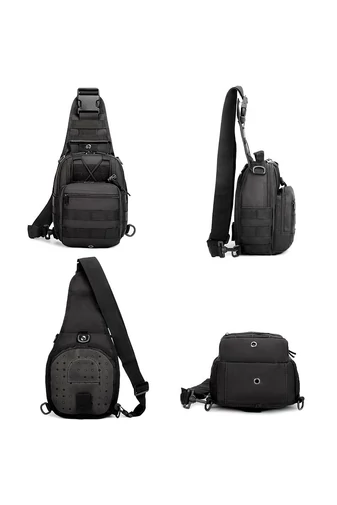 Bonluo Rucsac/Geantă Crossbody De Bărbați Neagră Din Material Solid