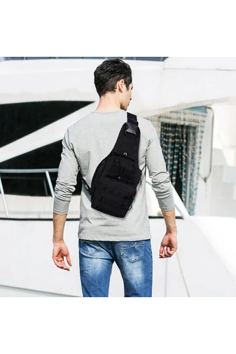 Bonluo Rucsac/Geantă Crossbody De Bărbați Neagră Din Material Solid