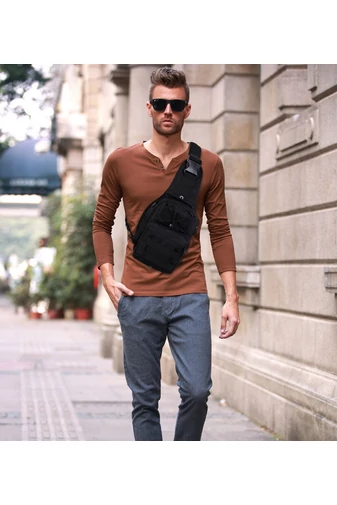 Bonluo Rucsac/Geantă Crossbody De Bărbați Neagră Din Material Solid