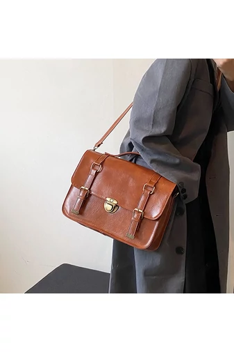 Bonluo Servietă Maro Din Piele Ecologică Dimensiune 31x23x8cm 
