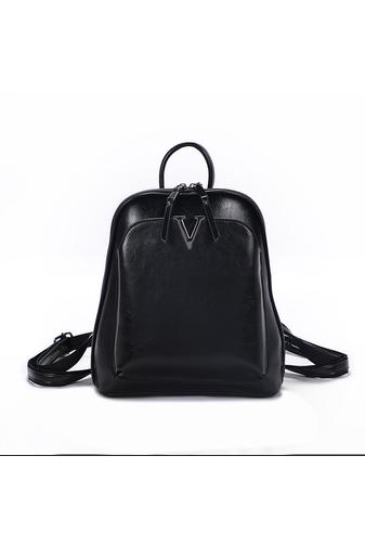 Bonluo Rucsac/Geantă De Umăr Neagră Din Piele Naturală De Dimensiunea 18*27*12cm 