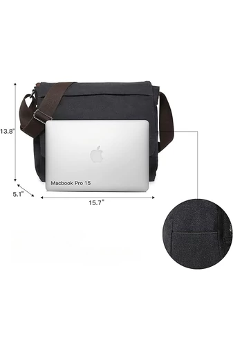 Bonluo Geantă Maro Crossbody De Bărbați Dimenisune Mare Din Pânză Foarte Rezistentă (40x35x13cm)