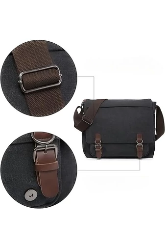 Bonluo Geantă Maro Crossbody De Bărbați Dimenisune Mare Din Pânză Foarte Rezistentă (40x35x13cm)