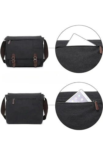 Bonluo Geantă Maro Crossbody De Bărbați Dimenisune Mare Din Pânză Foarte Rezistentă (40x35x13cm)