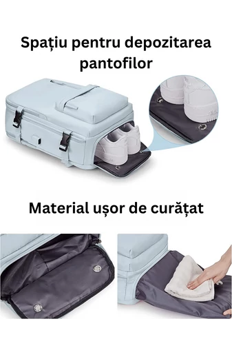 Rucsac Stil Valiză Albastru Deschis Dimensiune Wizz-air( 40X30x20) Multifuncțional 