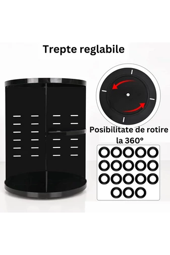 Organizator Roz Pentru Produse Cosmetice Din Plastic Cu Rotire La 360 °