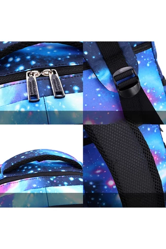 Bonluo Ghiozdan Pe Roți Violet Închis Cu Model Colorat Cu Suport Detașabil Dimensiune 46*30*21cm