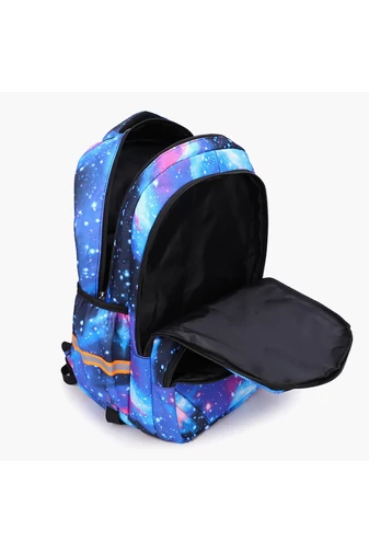 Bonluo Ghiozdan Pe Roți Violet Închis Cu Model Colorat Cu Suport Detașabil Dimensiune 46*30*21cm