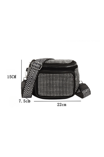 Bonluo Geantă Crossbody Neagră Cu Pietre Accesorizată