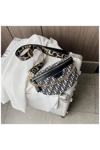 Bonluo Geantă De Mână/Crossbody Neagră Cu Inscripții 