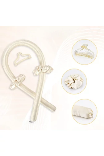 Bonluo Set Ondulator Auriu Fără Căldură Pentru Par Cu 2 Elastice Plus Clemă Din Mătase