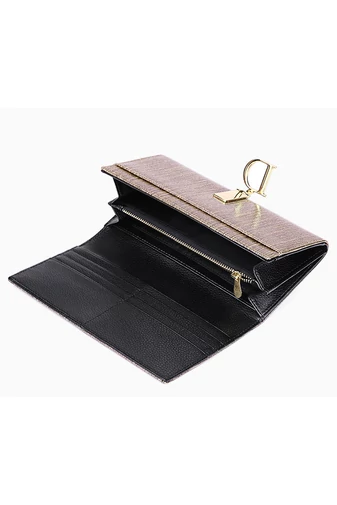 Bonluo Portofel Roșu Cu Sclipici Din Piele Naturală Premium Accesorizat Cu Metal Auriu Dimensiune (19x9,5x3cm)