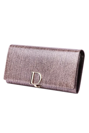 Bonluo Portofel Rosegold Cu Sclipici Din Piele Naturală Premium Accesorizat Cu Metal Auriu Dimensiune (19x9,5x3cm)