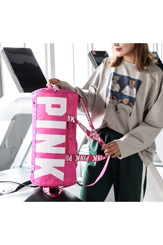 Bonluo Geantă De Voiaj/Fitness Roz Închis Cu Inscripția PINK Din Material Impermeabil(49x23x21cm)