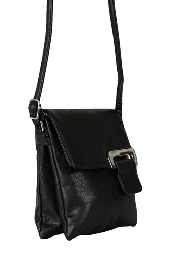 Geantă Crossbody De Damă Neagră Din Imitație De Piele   