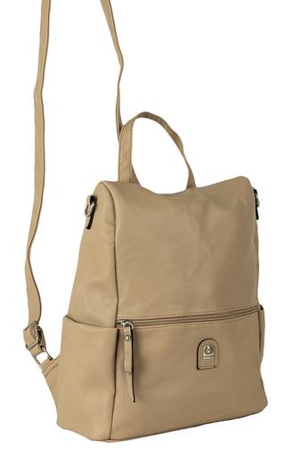 Bonluo Rucsac Dama Bej Închis Din Imitație De Piele , Dimensiuni 35*37*11cm