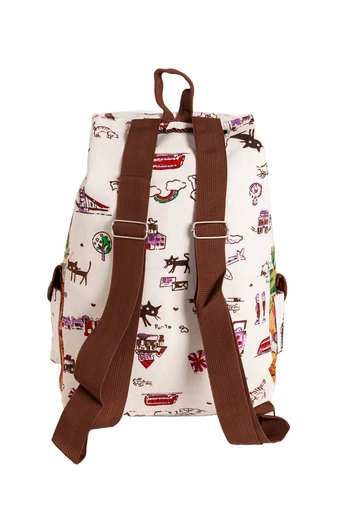 Bonluo Rucsac Mare Bej Cu Model Două Pisici