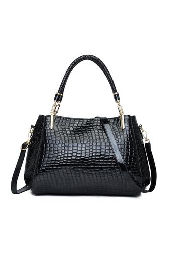 Bonluo Set Geantă De Umăr Negru Cu Model , Cu Geantă Crossbody , Geantă Pentru Încheietură Și Suport Pentru Carduri