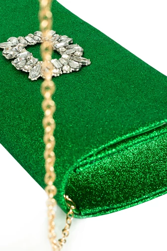 BONLUO Poșetă Damă Elegantă Verde Cu Sclipici