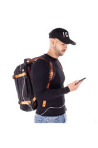 BONLUO Ghiozdan Cafeniu Închis Cu Atașare la Troler,  Cablu USB  de Dimensiune (50*39*15cm)