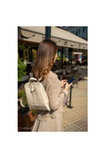 BONLUO Rucsac Bej Din Piele Naturală