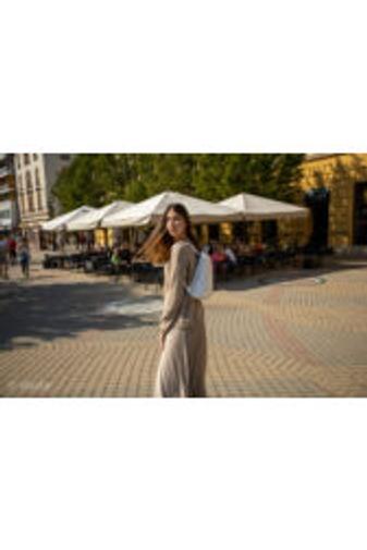 BONLUO Rucsac Alb Din Piele Naturală 