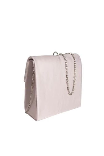 BONLUO Poșetă Mini Elegantă Bej De Damă Din Material Satinat 