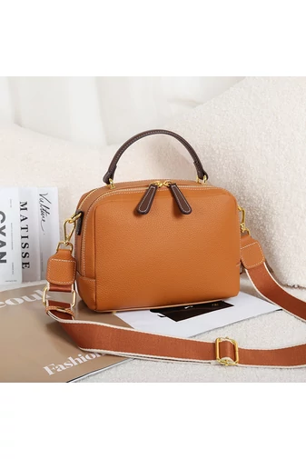 Bonluo Geantă De Mână/Crossbody Maro Din Piele Naturală De Dimensiunea 17*22*12cm
