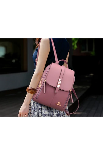 Bonluo Rucsac Damă Vișiniu Din Imitație De Piele Dimensiuni 32*26*14cm