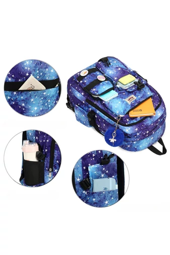Bonluo Ghiozdan Albastru Cu Model Cu Spațiu Pentru Laptop De Dimensiunea 45*30*15cm
