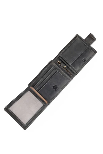 BAARON Portofel Bărbați Negru Model Craniu Gravată Din Piele Naturală Dimensiune (13*10*2cm) 